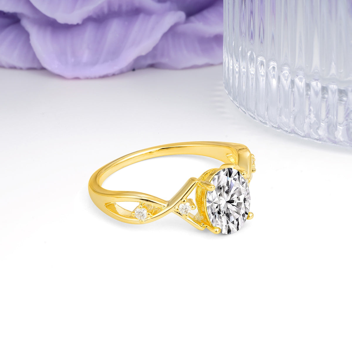 Classic Twisted Luxury 4-Prong Oval Cut Lab Diamond Engagement Ring - Additional view