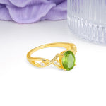 Classic Twisted Luxury 4-Prong Oval Cut Peridot Engagement Ring - Additional view