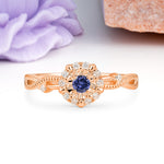 Unique, Luxurious, Twisted 4-Prong Round Cut Tanzanite Engagement Ring - Additional view