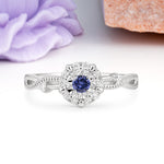 Unique, Luxurious, Twisted 4-Prong Round Cut Tanzanite Engagement Ring - Additional view