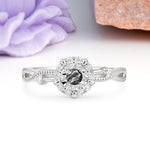 Unique, Luxurious, Twisted 4-Prong Round Cut Black Rutilated Quartz Engagement Ring - Additional view