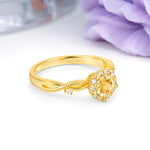Unique, Luxurious, Twisted 4-Prong Round Cut Citrine Engagement Ring - Additional view