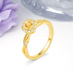 Unique, Luxurious, Twisted 4-Prong Round Cut Citrine Engagement Ring - Additional view