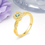 Unique, Luxurious, Twisted 4-Prong Round Cut Moss Agate Engagement Ring - Additional view