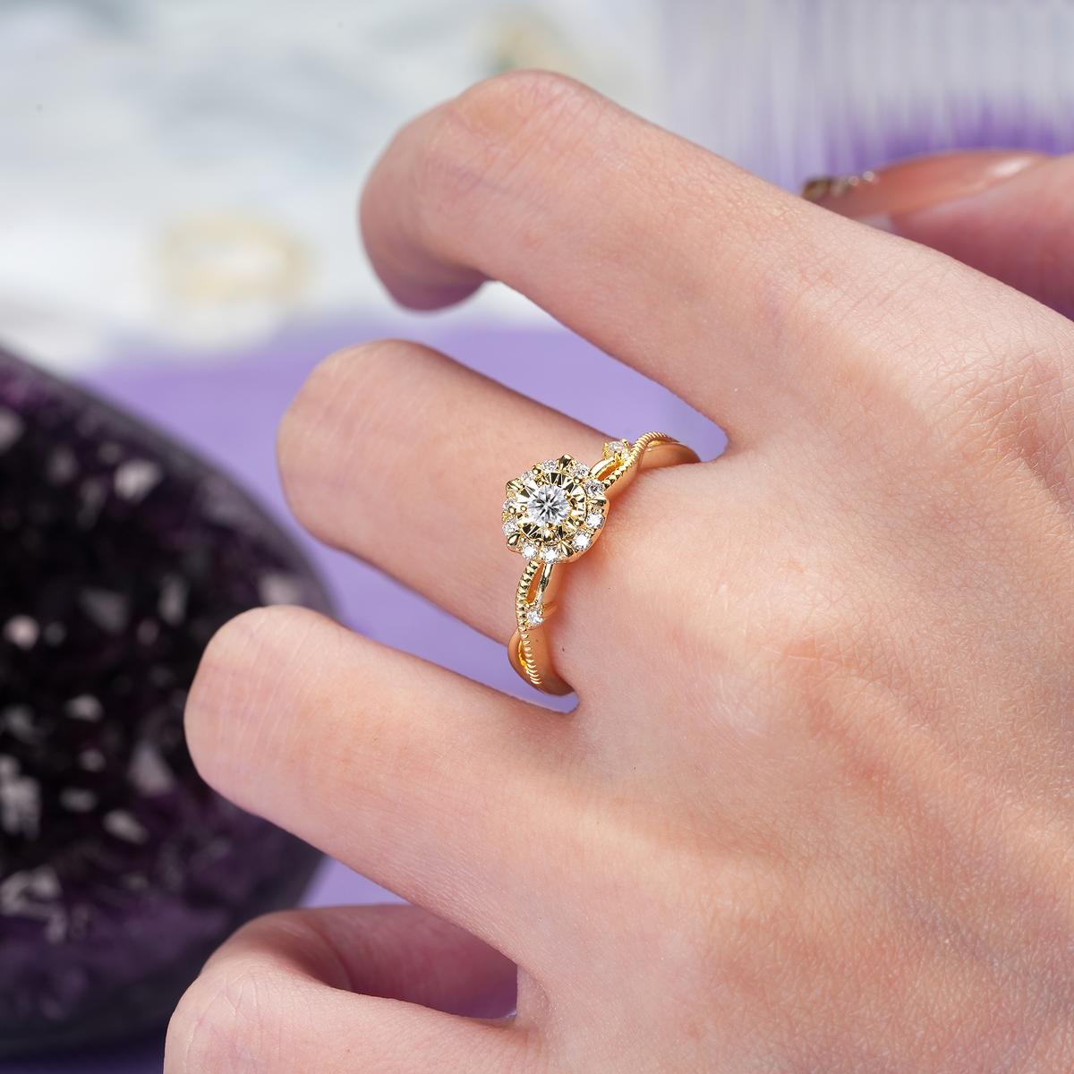 Unique, Luxurious, Twisted 4-Prong Round Cut Lab Diamond Engagement Ring