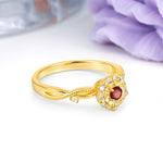 Unique, Luxurious, Twisted 4-Prong Round Cut Garnet Engagement Ring - Additional view
