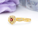 Unique, Luxurious, Twisted 4-Prong Round Cut Garnet Engagement Ring - Additional view