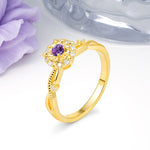 Unique, Luxurious, Twisted 4-Prong Round Cut Amethyst Engagement Ring - Additional view