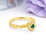 Unique, Luxurious, Twisted 4-Prong Round Cut Emerald Engagement Ring - Additional view