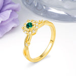 Unique, Luxurious, Twisted 4-Prong Round Cut Emerald Engagement Ring - Additional view