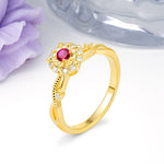 Unique, Luxurious, Twisted 4-Prong Round Cut Ruby Engagement Ring - Additional view