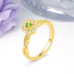 Unique, Luxurious, Twisted 4-Prong Round Cut Peridot Engagement Ring - Additional view