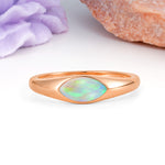 Unique Inset Marquise Cut Fire Opal Engagement Ring - Additional view