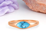 Unique Inset Marquise Cut Turquoise Engagement Ring - Additional view