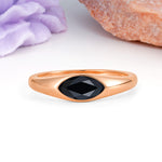 Unique Inset Marquise Cut Black Onyx Engagement Ring - Additional view