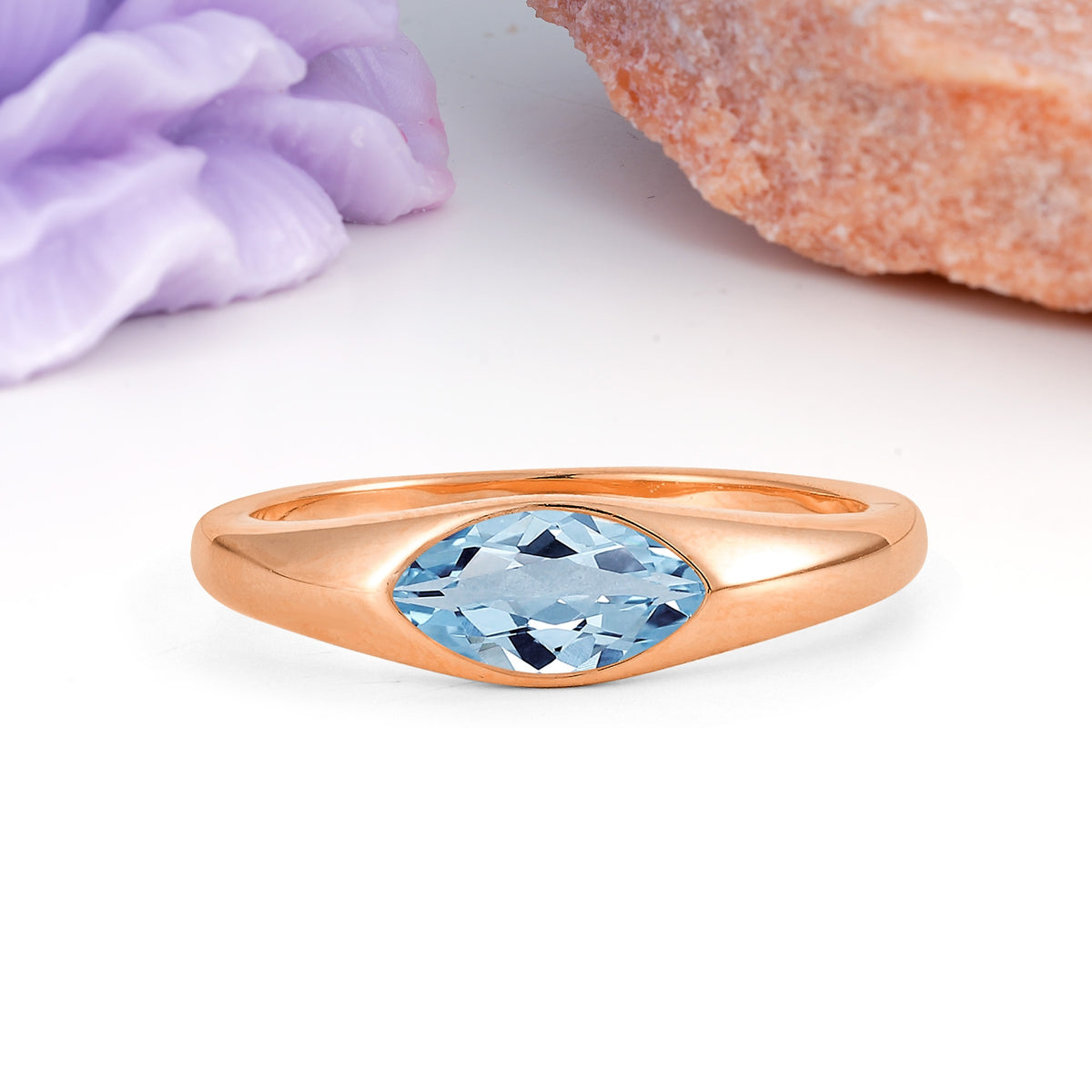Unique Inset Marquise Cut Aquamarine Engagement Ring - Additional view