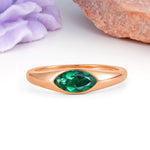 Unique Inset Marquise Cut Emerald Engagement Ring - Additional view