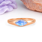 Unique Inset Marquise Cut Moonstone Engagement Ring - Additional view