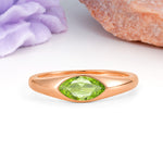 Unique Inset Marquise Cut Peridot Engagement Ring - Additional view