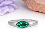 Unique Inset Marquise Cut Emerald Engagement Ring - Additional view