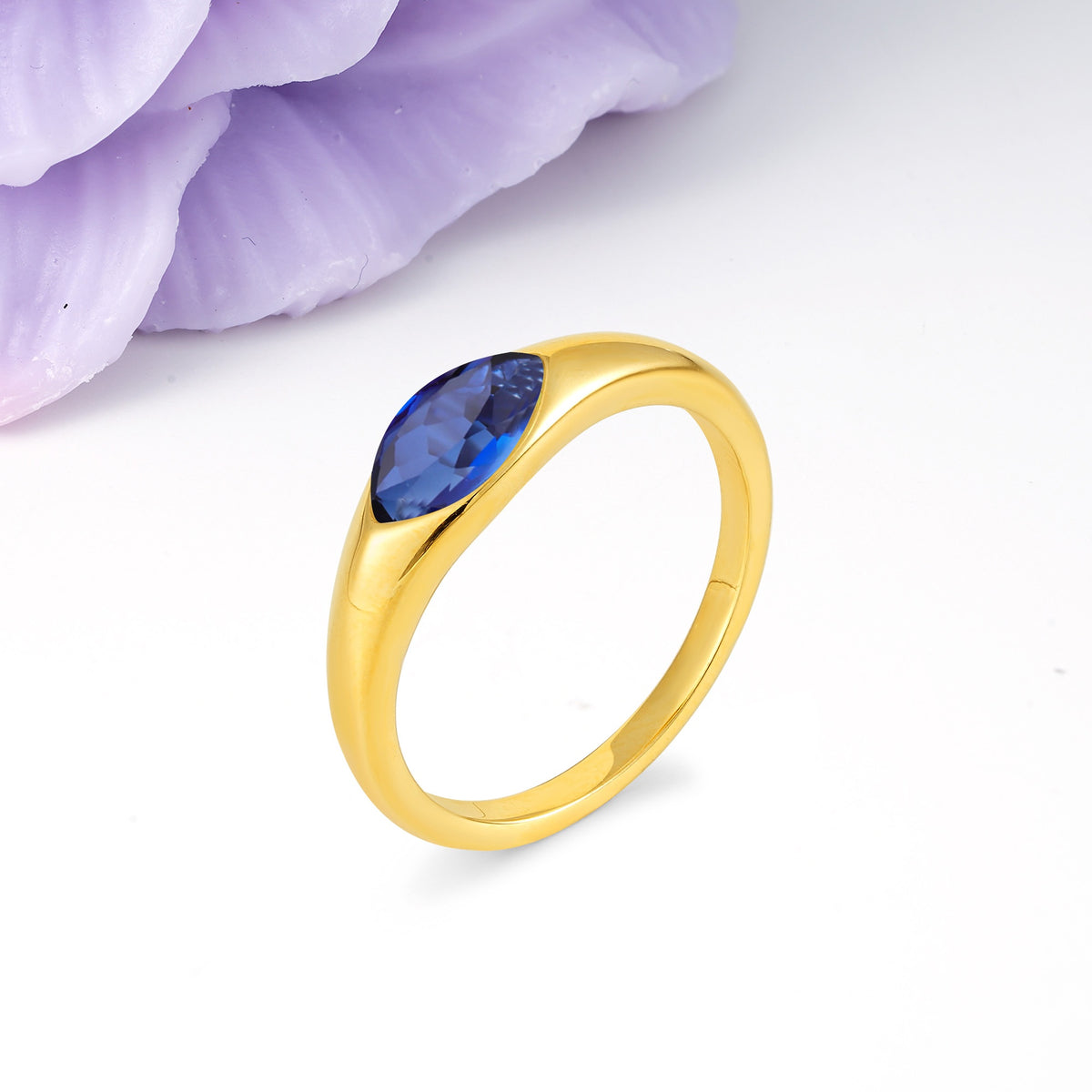 Unique Inset Marquise Cut Sapphire Engagement Ring - Additional view