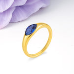 Unique Inset Marquise Cut Sapphire Engagement Ring - Additional view