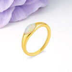 Unique Inset Marquise Cut Fire Opal Engagement Ring - Additional view