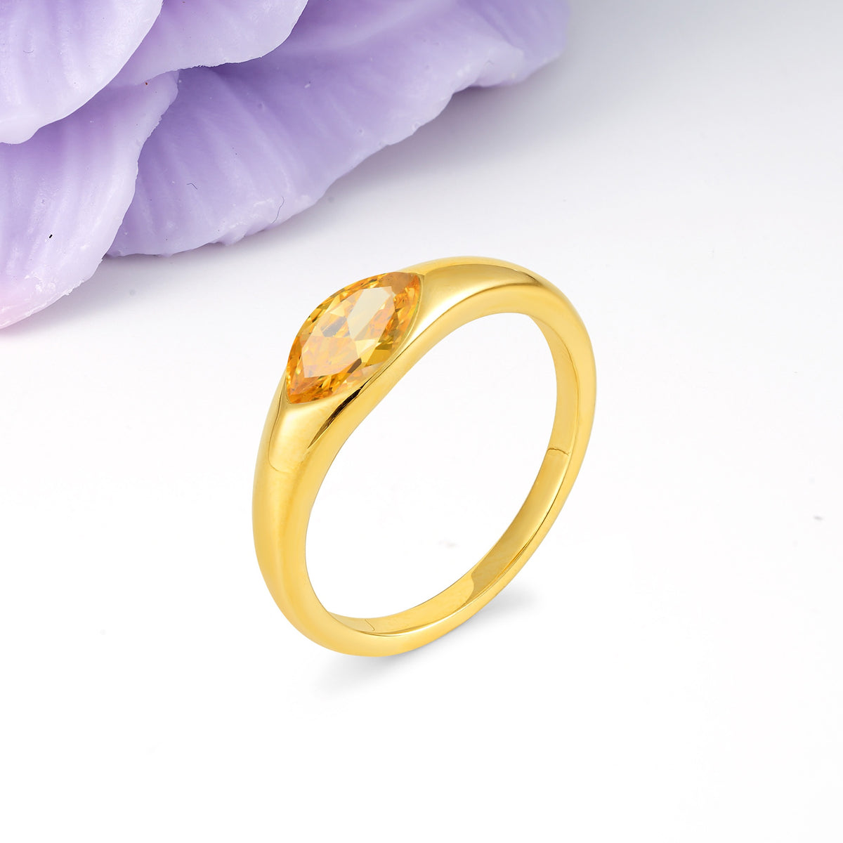 Unique Inset Marquise Cut Citrine Engagement Ring - Additional view