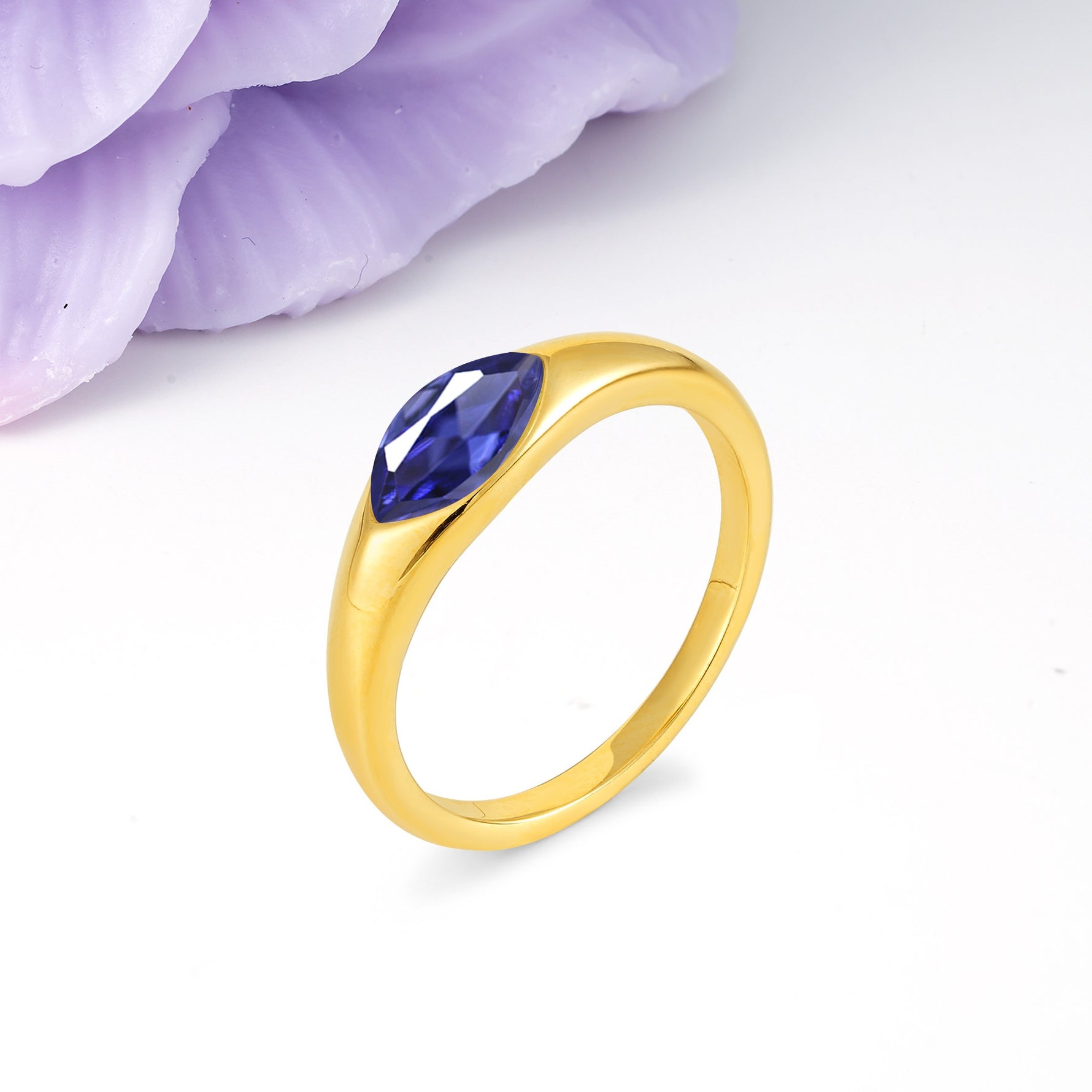 Unique Inset Marquise Cut Tanzanite Engagement Ring - Additional view