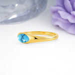 Unique Inset Marquise Cut Turquoise Engagement Ring - Additional view