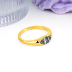 Unique Inset Marquise Cut Black Rutilated Quartz Engagement Ring - Additional view