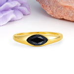 Unique Inset Marquise Cut Black Onyx Engagement Ring - Additional view