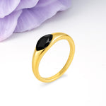 Unique Inset Marquise Cut Black Onyx Engagement Ring - Additional view