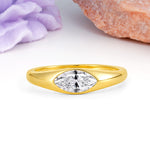 Unique Inset Marquise Cut Lab Diamond Engagement Ring - Additional view
