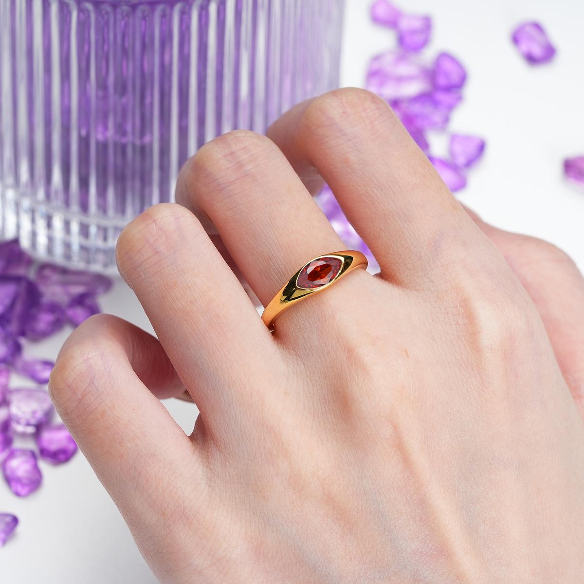 Unique Inset Marquise Cut Garnet Engagement Ring