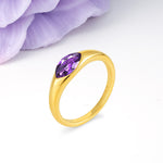 Unique Inset Marquise Cut Amethyst Engagement Ring - Additional view