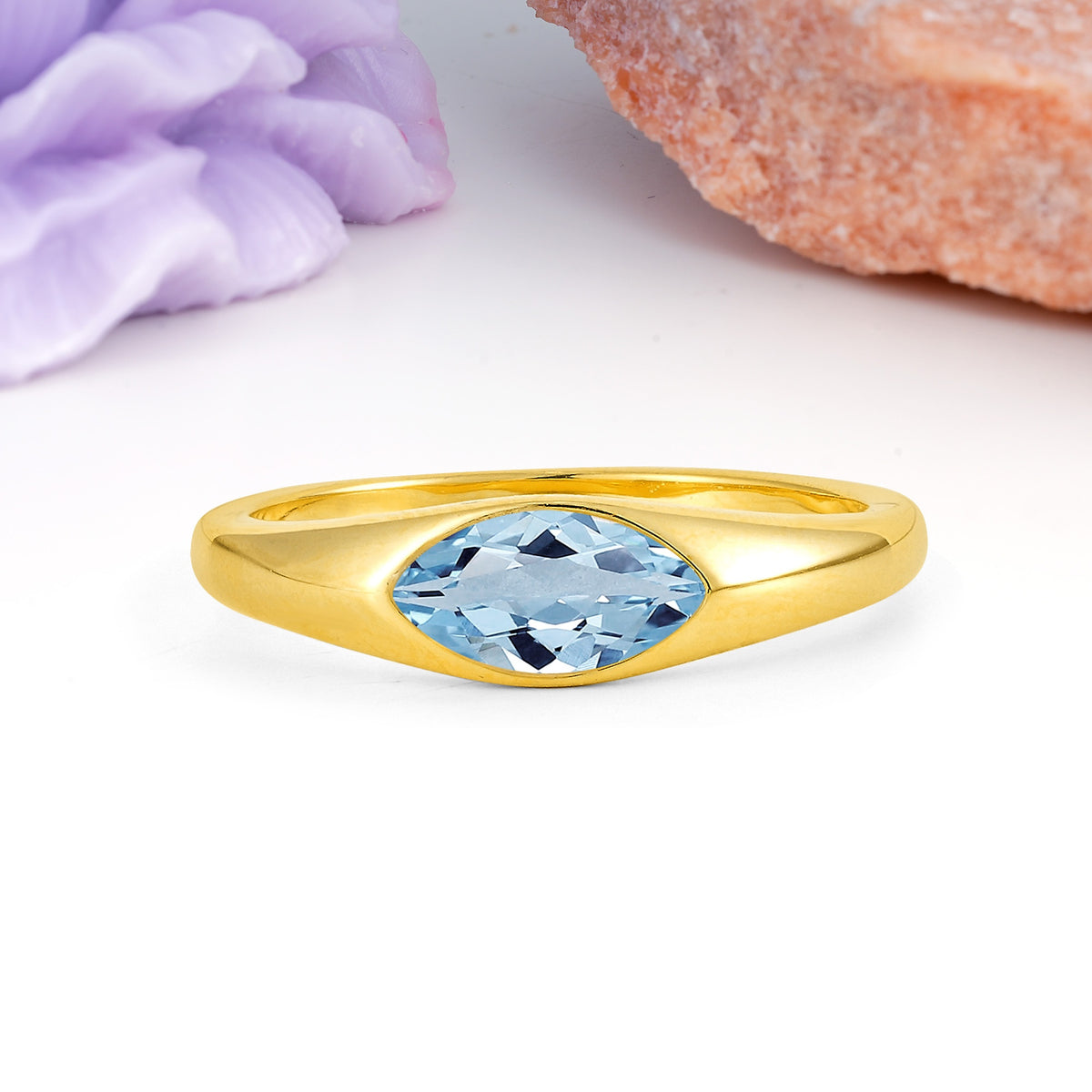 Unique Inset Marquise Cut Aquamarine Engagement Ring - Additional view