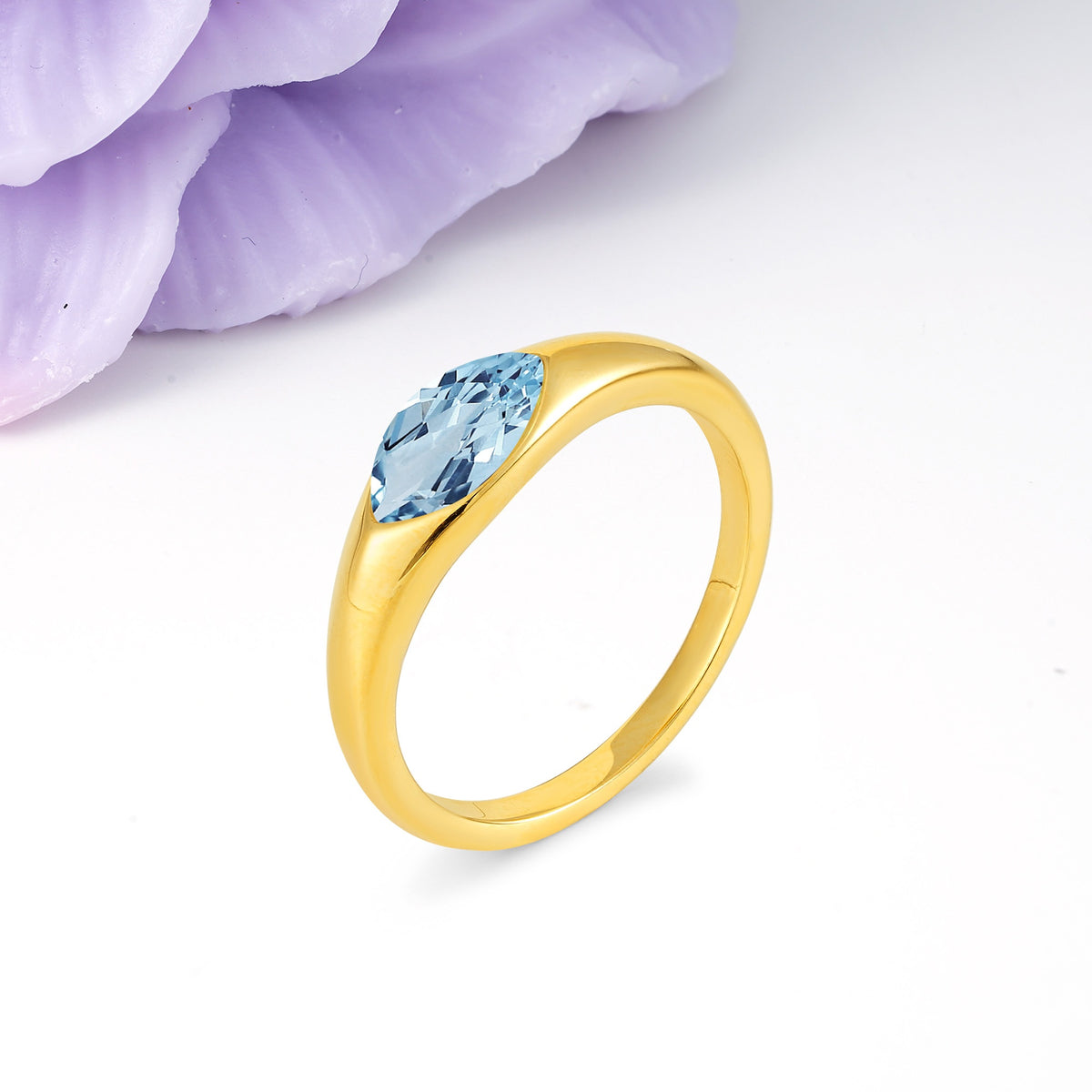 Unique Inset Marquise Cut Aquamarine Engagement Ring - Additional view