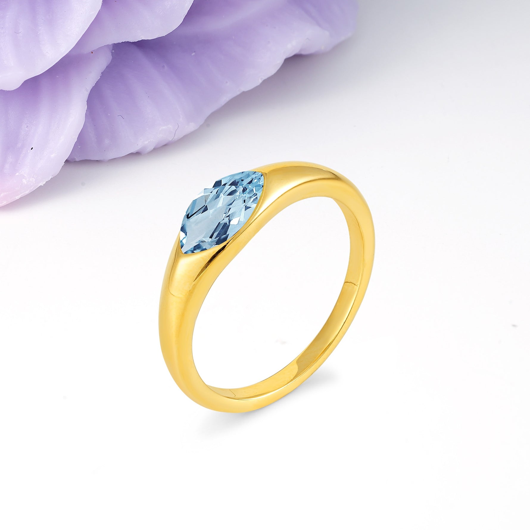 Unique Inset Marquise Cut Aquamarine Engagement Ring - Additional view