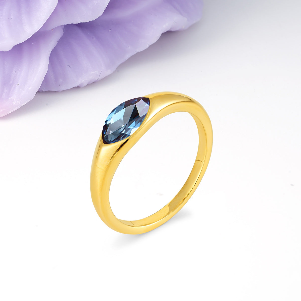 Unique Inset Marquise Cut Alexandrite Engagement Ring - Additional view
