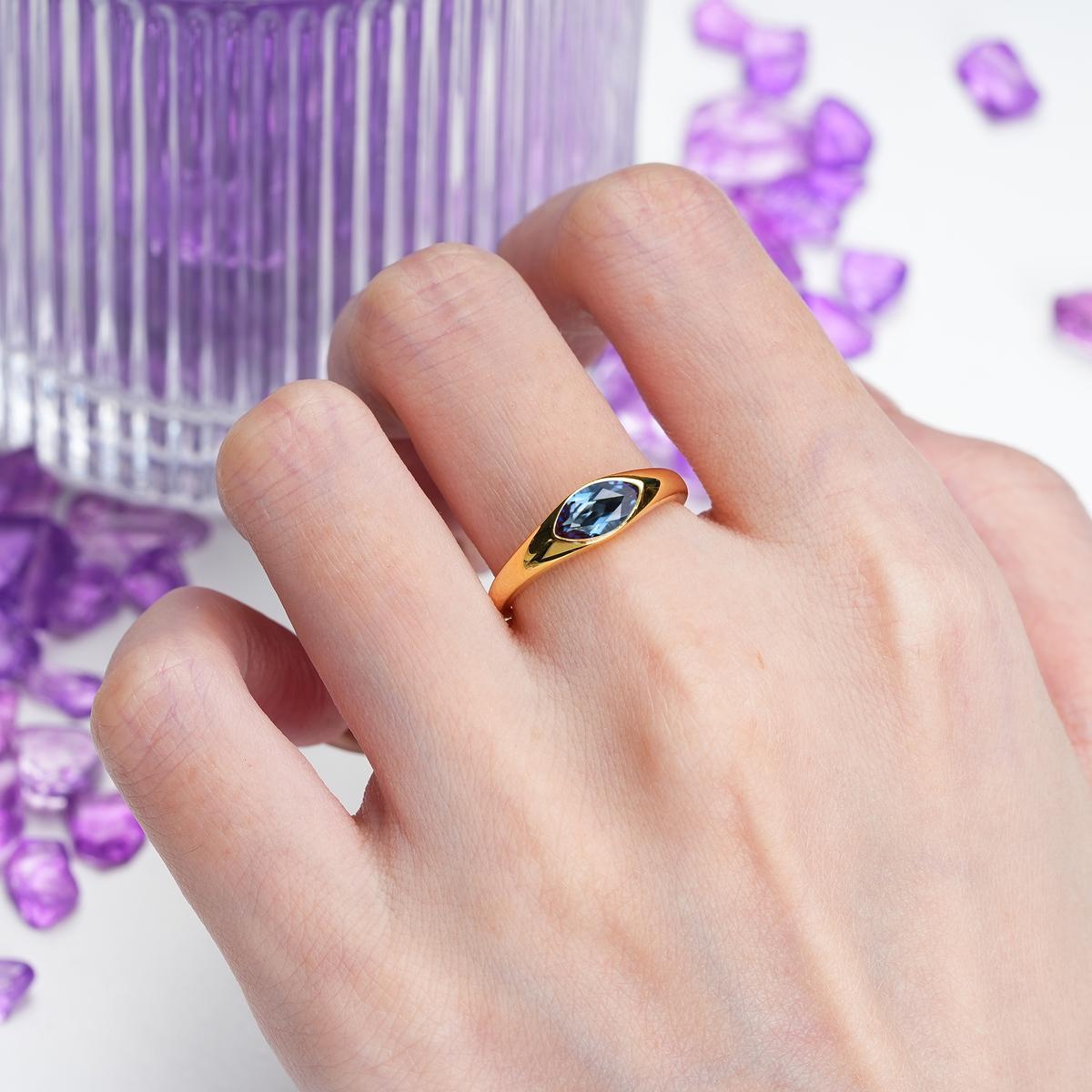 Unique Inset Marquise Cut Alexandrite Engagement Ring