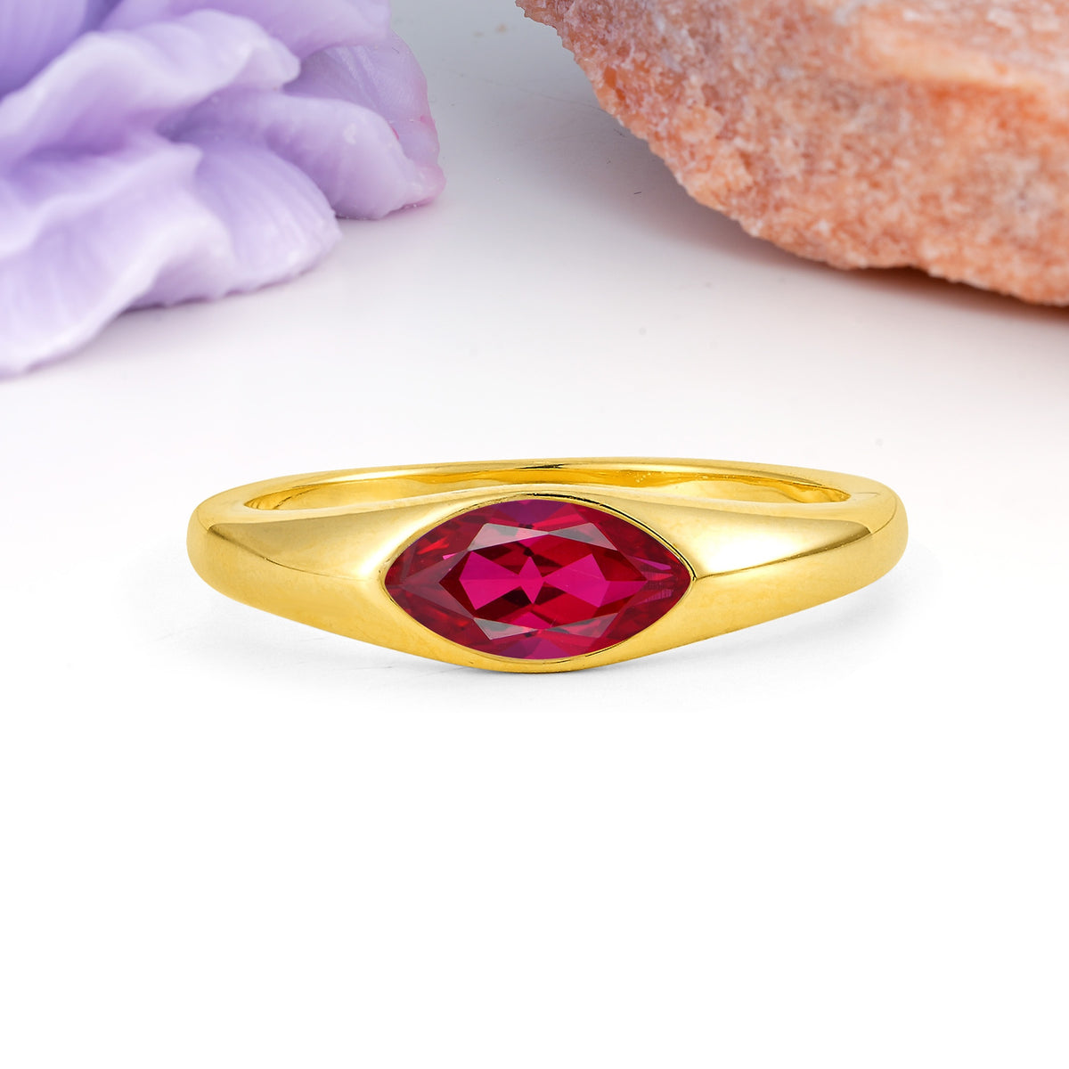 Unique Inset Marquise Cut Ruby Engagement Ring - Additional view