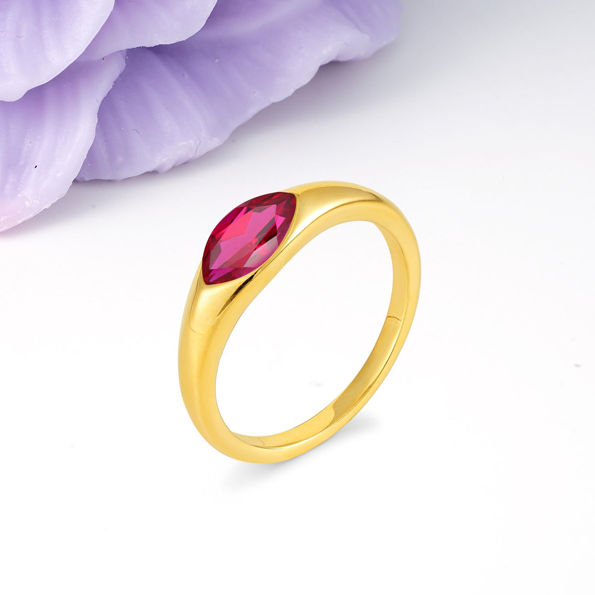 Unique Inset Marquise Cut Ruby Engagement Ring - Additional view