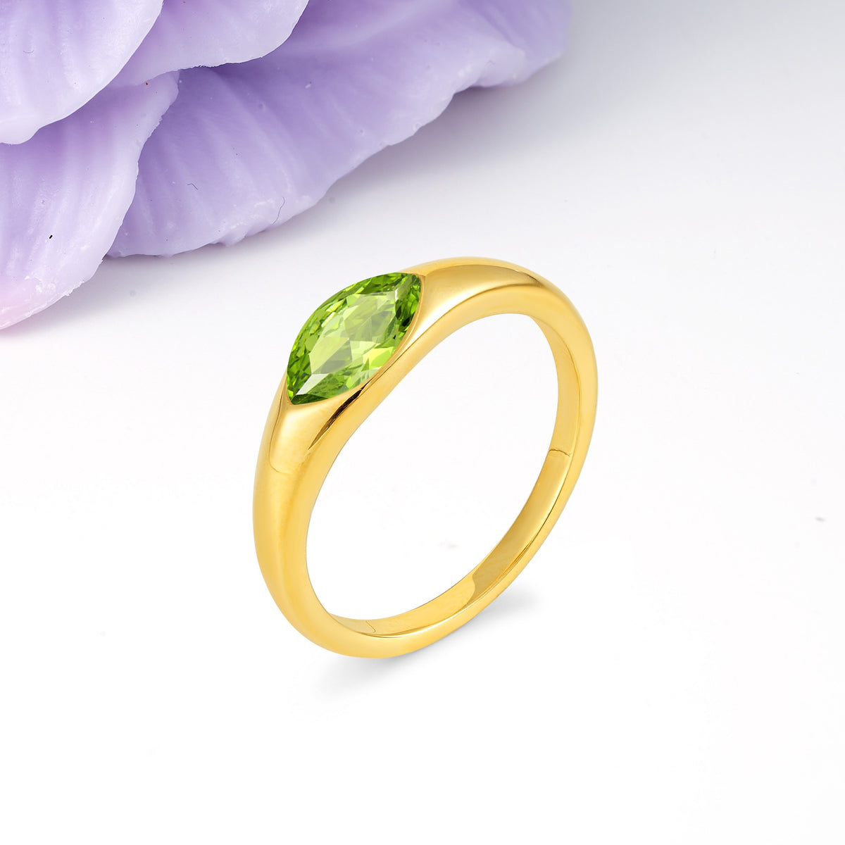 Unique Inset Marquise Cut Peridot Engagement Ring - Additional view