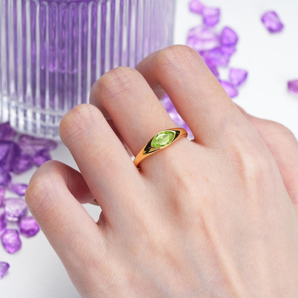Unique Inset Marquise Cut Peridot Engagement Ring