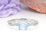 Luxurious Twisted Pavé Setting, 4-Prong Round Cut Moonstone Engagement Ring - Additional view