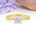 Luxurious Twisted Pavé Setting, 4-Prong Round Cut Moissanite Engagement Ring - Additional view