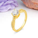 Luxurious Twisted Pavé Setting, 4-Prong Round Cut Moissanite Engagement Ring - Additional view