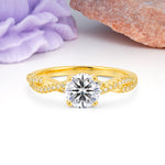 Luxurious Twisted Pavé Setting, 4-Prong Round Cut Lab Diamond Engagement Ring - Additional view