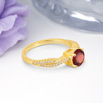 Luxurious Twisted Pavé Setting, 4-Prong Round Cut Garnet Engagement Ring - Additional view